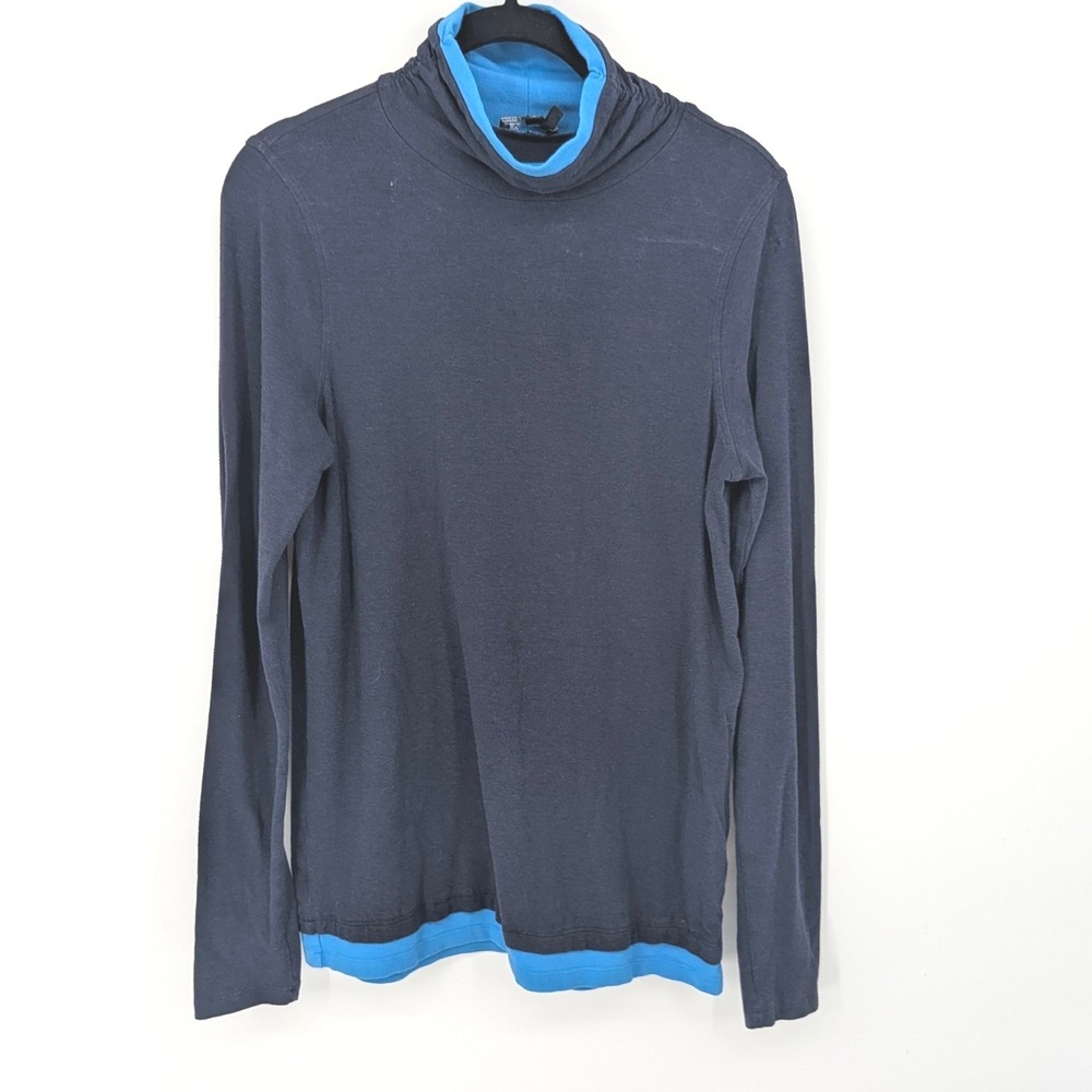 Bylyse Spenard Turtleneck Women XS Navy Blue Bamboo Blend Layer Sustainable Top